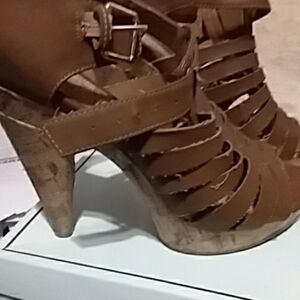 Brown Strappy Mia Girl High Heel Sandals - Women